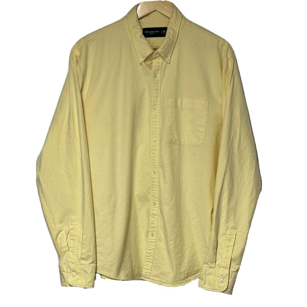 Abercrombie & Fitch Mens Button Dress Shirt Yellow Cotton 2XL XXL